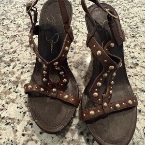 Jessica Simpson Dark Brown Studded Sandals